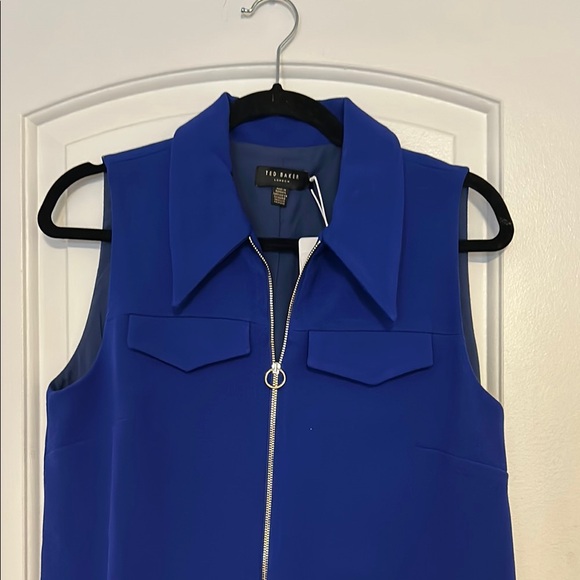Ted Baker Blue Sleeveless Zip-Front Dress Size 4-6 - Picture 6 of 7